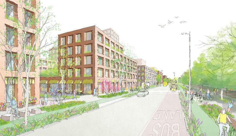 Artists impression of draft Strategic Regeneration Framework for Strangeways and Cambridge
