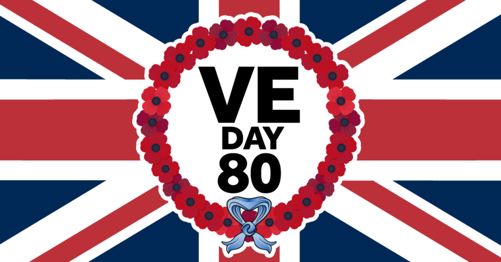 VE Day 80 Flag, featuring Union Jack and red ring of poppies