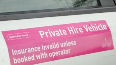 Sign on a private hire vehicle - Insurance invalid unless booked with operator