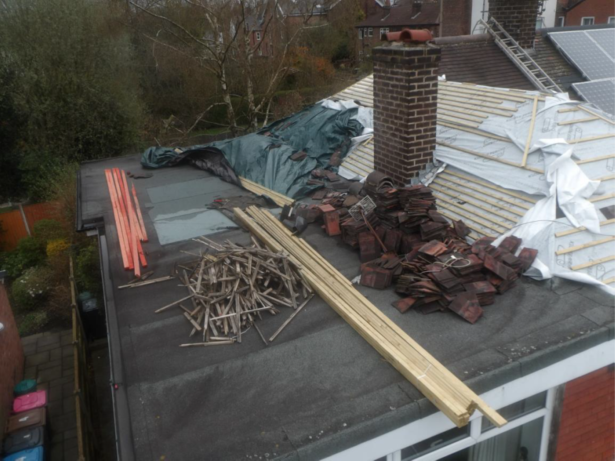 Condition of roof with tiles missing