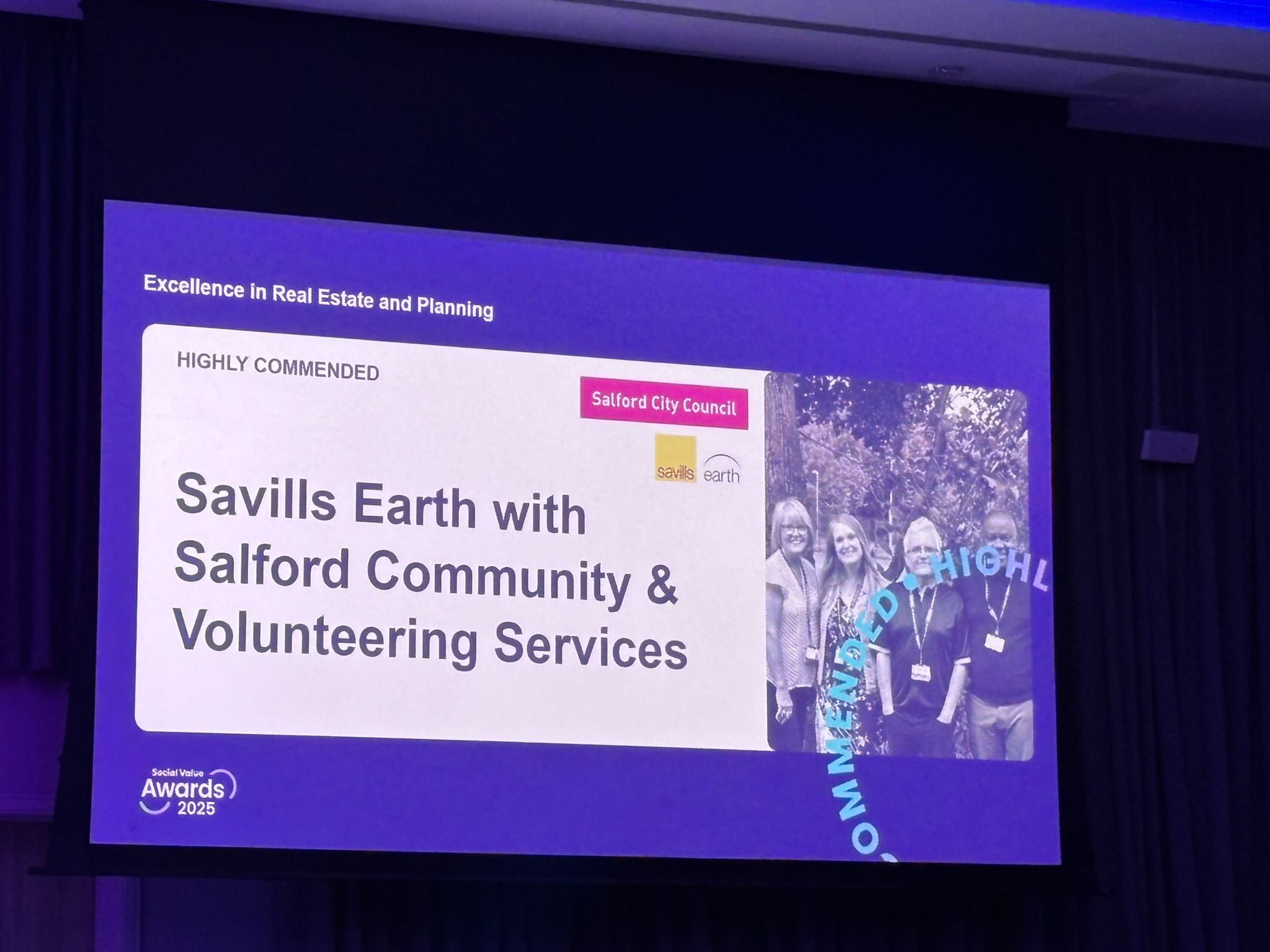 Excellence in Real Estate and Planning - highly commended - Savills Earth with Salford Community & volunteering service