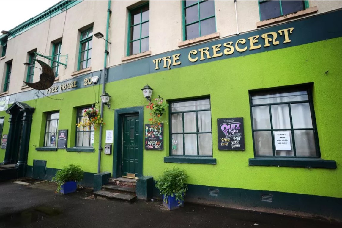 Outside of The Crescent pub Salford when it was open