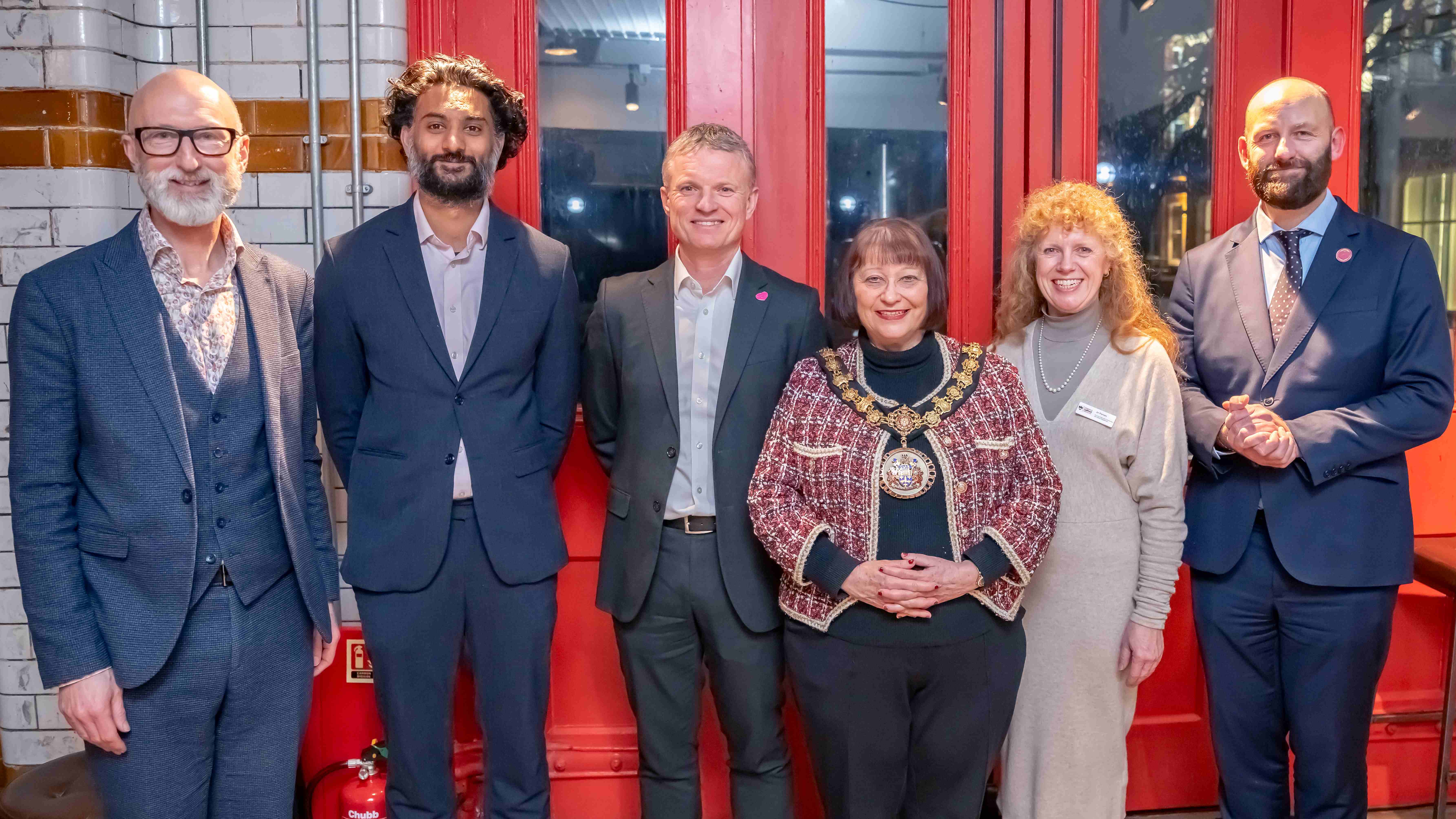 University of Salford with Salford City Mayor, Ceremonial Mayor and Chief Executive of Salford City Council