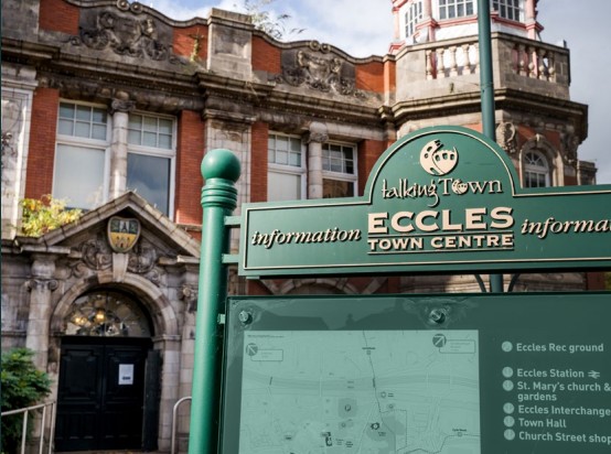 Eccles town centre talking town information board