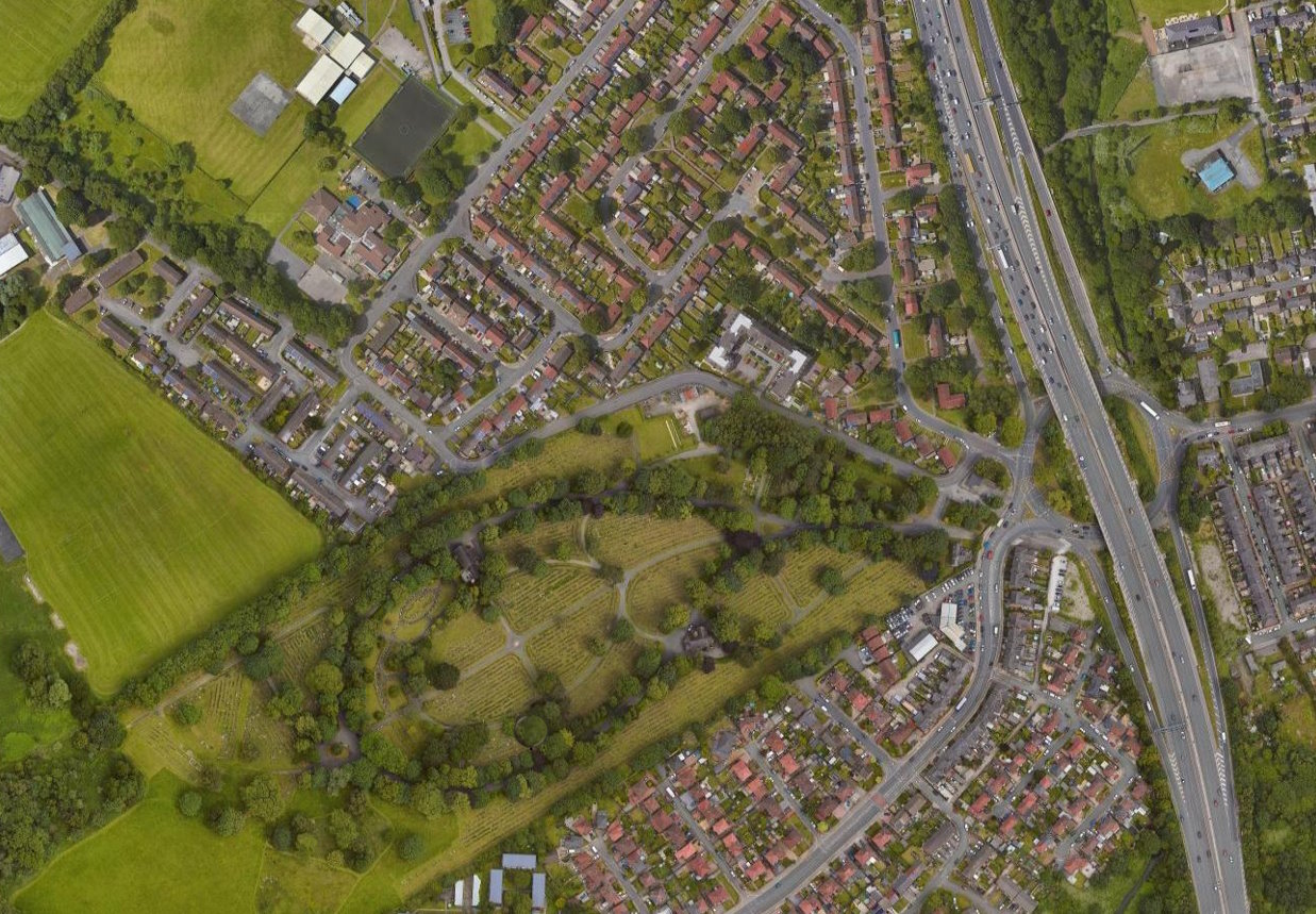 Aerial map of Peel Green