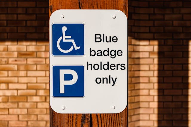 Sign saying Blue Badge Holders only parking